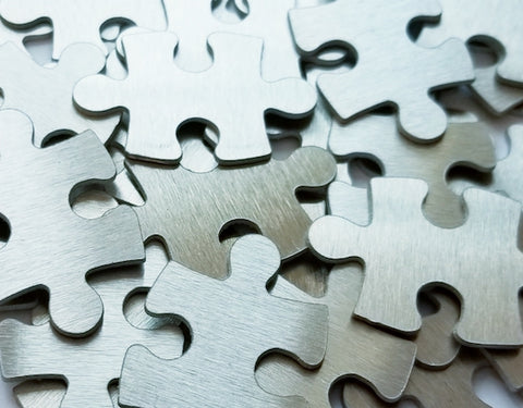 Aluminum Puzzle Pieces, 4-sided Stamping Blanks